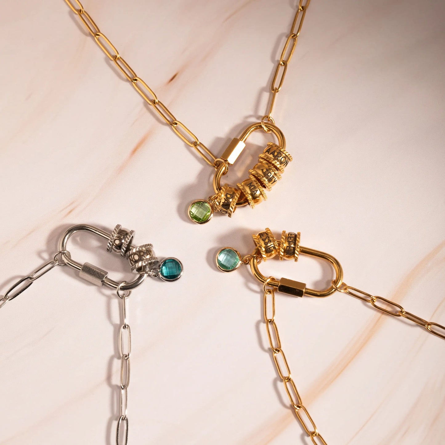 Birthstone Lock with Custom Names